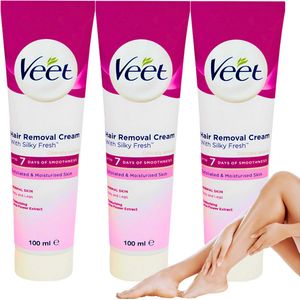 Veet Ontharingscreme - Normale Huid - 3 Stuks - Ontharingscreme Intieme Delen - Bikinilijn & Benen en Lichaam - Ontharing - Hair Removal Cream