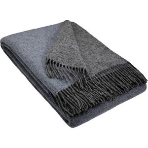 Plaid Wol - VIENNA - Lichtblauw-Grijs (140x200cm) - Wollen Deken - 2-Kleurig DUBBELZIJDIG - Plaids.shop® Collectie