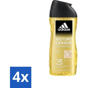 Adidas - 3-in-1 Douchegel - Victory League - Vibrant & Spicy - Gerecyclede Verpakking - 250 ml - Voordeelverpakking - 4 stuks