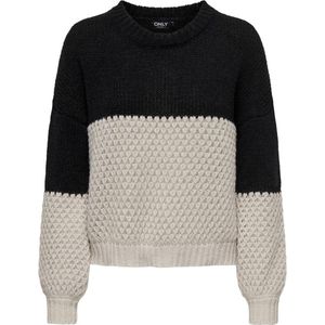 Only Trui Onlrose Life Ls O-neck Block Knt 15327591 Black/pumice Sto Dames Maat - XS