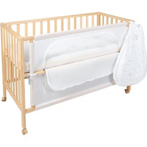 Veilig in slaap Baumann bijzetbed- kamerbed babybed 60 x 120 cm Sterrentover aanstelbed met volledige uitrusting - kinderbed junior bed hout natuur Kinderbed