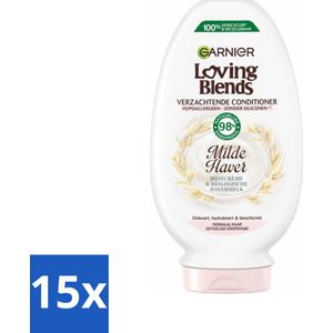 15 x Garnier Loving Blends Milde Haver Conditioner 250 ml - Conditioner Milde Haver - Hypoallergene Conditioner - Gevoelige Hoofdhuid - Normaal Haar - Rijstcrème