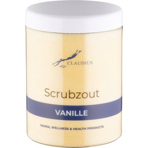 Scrubzout Vanille in handige pot - 1250 gram - met witte deksel - Hydraterende Lichaamsscrub