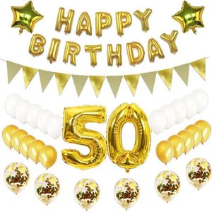 56 delig latex ballonnen versiering - Thema: 50 jaar - Kleur goud