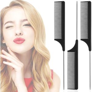 Haarkam antistatische staartkam van koolstofvezel - 3 stuks