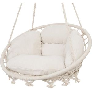 Macramé hangstoel - Voor buiten - Belastbaar tot 100kg - 80x120cm - Creme