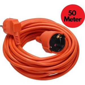 Verlengsnoer 50 meter - Verlengkabel buiten voor max. 2000 Watt - Verlengsnoer buiten IP20 - 3 x 1,0 mm² - Oranje