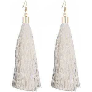 Fako Bijoux® - Oorbellen - Kwast XL - Wit