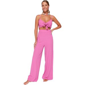 Trendyol Khaki Geweven Geknoopte Blouse Broek Strandset Tbess22Au0108