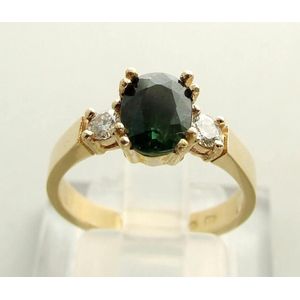 Christian gouden ring met groene saffier