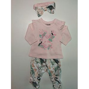 Nini - Outfit Evi - 3-delig setje - Shirtje, Broekje, Haarband - Maat 62 - 2 t/m 4 maanden