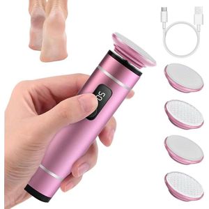 Allecto Plus - Elektrische eeltverwijderaar voor zachte en gladde voeten met instelbare snelheid - Voetpedicureset voor elektronische voetverzorging - Voetverzorgingsapparaat met nano-glas voor droge en gebarsten voeten (roze)