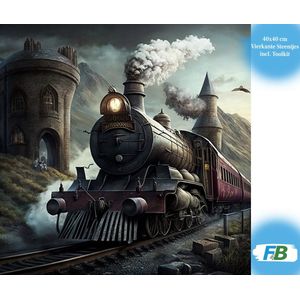 F4B Trein naar Hogwarts Diamond Painting 40x40cm | Vierkante Steentjes | Harry Potter | Hogwarts Express | Disney | Voertuigen | Treinen | Pakket Volwassenen en Kinderen
