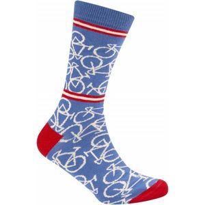 Le Patron Casual sokken Blauw Ecru / Bicycle socks riviera blue  - 35/38