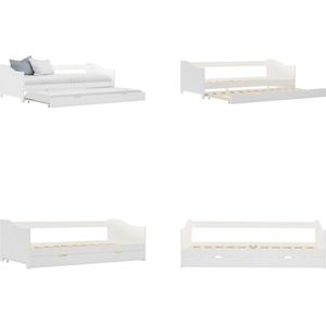 vidaXL Bedbankframe uittrekbaar grenenhout wit 90x200 cm - Bedbankframe - Bedbankframes - Frame Met Slaapbank - Frames Met Slaapbanken