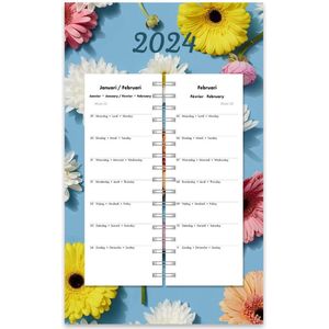 Hallmark - Omlegkalender - 2024 - Flora - Bloemen - 2 weken overzicht - Spiraalgebonden - A4 (21 x 34cm)