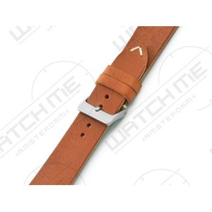 Horlogeband leer - Sydney cognac met witte stiksels 18 mm