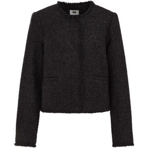WE Fashion - Bouclé Blazer - Zwart - Regular Fit