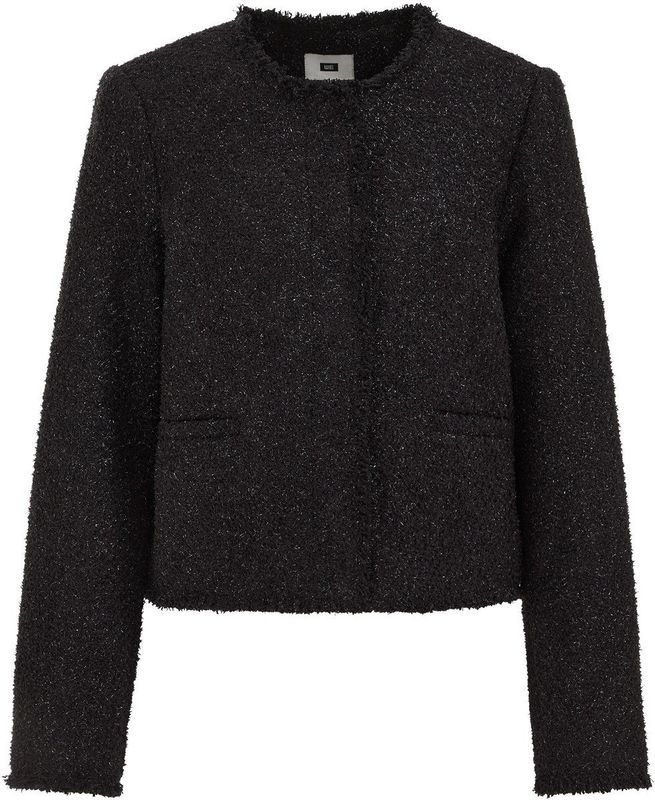 WE Fashion - Bouclé Blazer - Zwart - Regular Fit