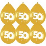 24x stuks gouden ballonnen 50 jaar leeftijd versieringen feestartikelen