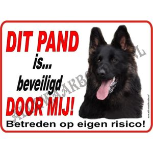 Duitse Herder (Oud Duits) 129a Waakbord Dit pand is beveiligd door mij - 15 x 20 cm