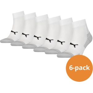 Puma - Cushioned Quartersokken - Wit - 6-pack