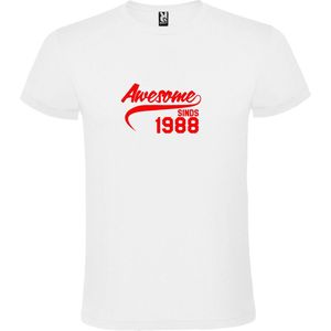 Wit T-Shirt met “Awesome sinds 1988 “ Afbeelding Rood Size XL