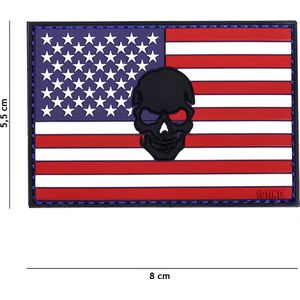 Embleem 3D PVC Vlag USA + skull