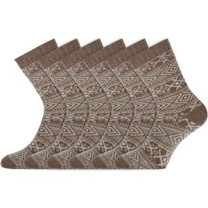 Noorse sokken | Dames sokken | Merk: Basset | Kleur: Beige | Maat: 35 t/m 42 | 6 Paar
