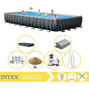 Intex Ultra XTR Frame Zwembad - Opzetzwembad - 975x488x132 cm - Inclusief Onderhoudspakket en Filterzand