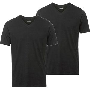 Mexx - men - duopack t-shirts met vhals - zwart - 2 tshirts v-hals - black - maat S - 2x t-shirt