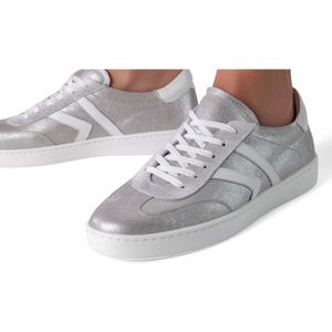 Latin Danssneaker LACEY - Zilverkleurige Nappa Leer met parelzilver suède - KRN20862 - Uitneembare leren inlegzool - Flexibele PUzool - Geschikt voor buitengebruik - Unisex - Social latin dancing, Salsa, Bachata - Werner Kern - Zilver - 38