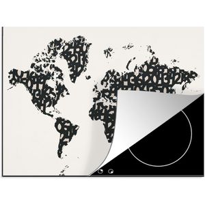 KitchenYeah® Inductie beschermer 75x52 cm - Wereldkaart - Cijfer - Zwart - Kookplaataccessoires - Afdekplaat voor kookplaat - Inductiebeschermer - Inductiemat - Inductieplaat mat