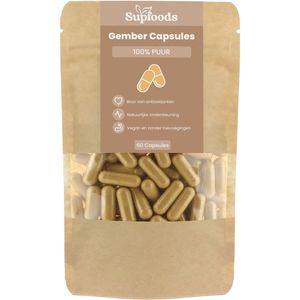 Gember Capsules 100% Puur - 60 Capsules - Gember voor Ondersteuning van Gezondheid en Energie - Ideaal als Aanvulling op Gemberthee of Als Dagelijks Supplement - 500mg per Capsule