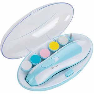 QTTVBTNA - Baby Elektrische Nagelvijl - Baby Nagelverzorging - Veilig & Stil - Voor Baby & Volwassene - Baby Cadeau - Met LED Lampje - Blauw - 1 stuk