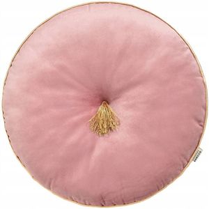 ROOM99 - Allure - Sierkussen - Roze - Rond - 45 cm - Decoratief Fluweel met Franjes