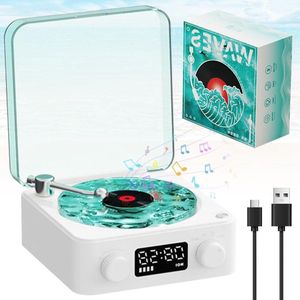 Oplichtend design en Bluetooth-compatibiliteit - 2024 Waves vinylspeler met Aqua Bluetooth-luidspreker en TF/AUX-modi - Thuis audio-platenspeler (wit)