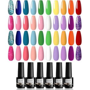Manicure Set 20 Kleuren Gel Nagellak Set - Rood Roze Geel Groen Blauw Lila Glitter - UV Gel Nagel 7ml - Gellak Gebruik met UV LED Nagellamp - Nail Art Manicure 20pcs