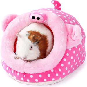 Dierenbed Cavia Accessoires Kooi Habitat Speelgoed Hideout Huis Wasbaar - Roze