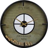 Wandklok- ""It's time«Vine""- zwart- crème- metaal- glas- 55x55x8cm