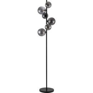 Freelight - Vloerlamp Calcio 6 lichts H 170 cm excl. 6x G9 LED rook glas zwart