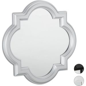 Relaxdays spiegel nostalgie - wandspiegel - met spiegelrand - vintage - kunststof lijst - zilver