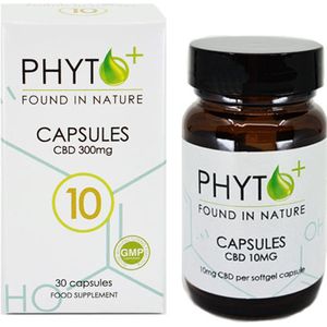Phyto Plus® CBD Capsules 10 - Full Spectrum - 10mg - Cannabidiol - CBD - 300mg Totaal - Softgel - Pillen - Supplement - Hennepolie - Cannabis olie - Wietolie