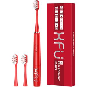 Namajunas - Elektrische Tandenborstel - Opzetborstels - Sonic elektrische tandenborstel op batterijen voor volwassenen en kinderen - 3 Dupont-opzetborstels - Ingebouwde 2-minuten timer - Rood