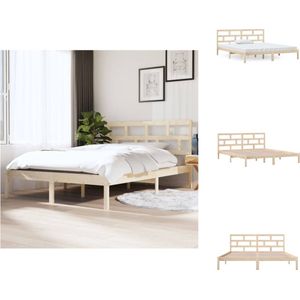 vidaXL Bed frame - Grenenhout - 195.5 x 141 x 100 cm - Inclusief hoofdeinde - 135 x 190 cm matras - Bed