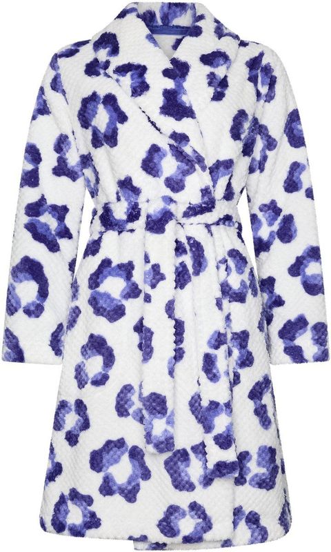 Rebelle - Leopard Lilac - Badjas - Wit/Paars - Fleece