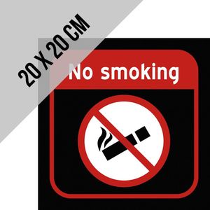 Pictogram/ bord | ""No smoking"" | 20 x 20 cm | Polystyreen | Dikte: 2 mm | Verboden te roken | Tabak | Rookvrij gebouw | Rookverbod | Verbod | Gezondheid | Overlast | Smoke | Sigaretten | Zwart | Engels | Engelstalig |1 stuk