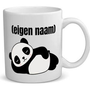 Akyol - liggende panda met eigen naam koffiemok - theemok - Panda - panda liefhebbers - mok met eigen naam - iemand die houdt van panda's - verjaardag - cadeau - kado - 350 ML inhoud