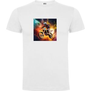 Wit T-Shirt met “Extreme Motorcross“ Print Full Color Maat M