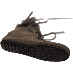 MINNETONKA-MOCASSIN-HALF HOOG-SINGLE FRINGE-GREY-41
